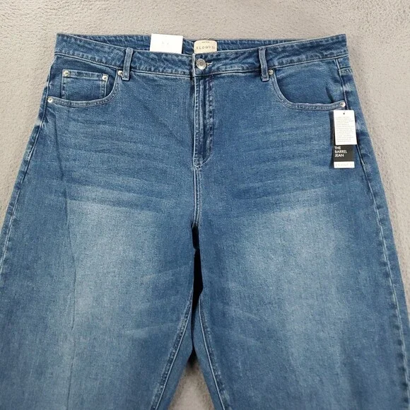 New Eloquii The Barrel Jean Womens 20 Blue Wash High Rise Stretch Comfort Denim - Picture 2 of 13